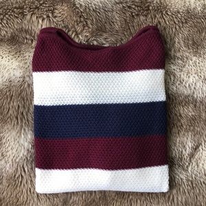 Maroon • White • Navy sweater • bow neck